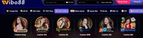 Live casino Wibo88 cung cấp đa dạng trò chơi trực tiếp